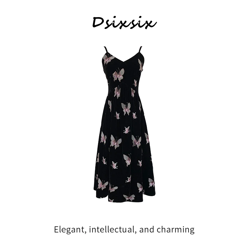 Yeah Me-【月光蝶】2024年原创设计新款收腰显瘦连衣裙-B0639Q