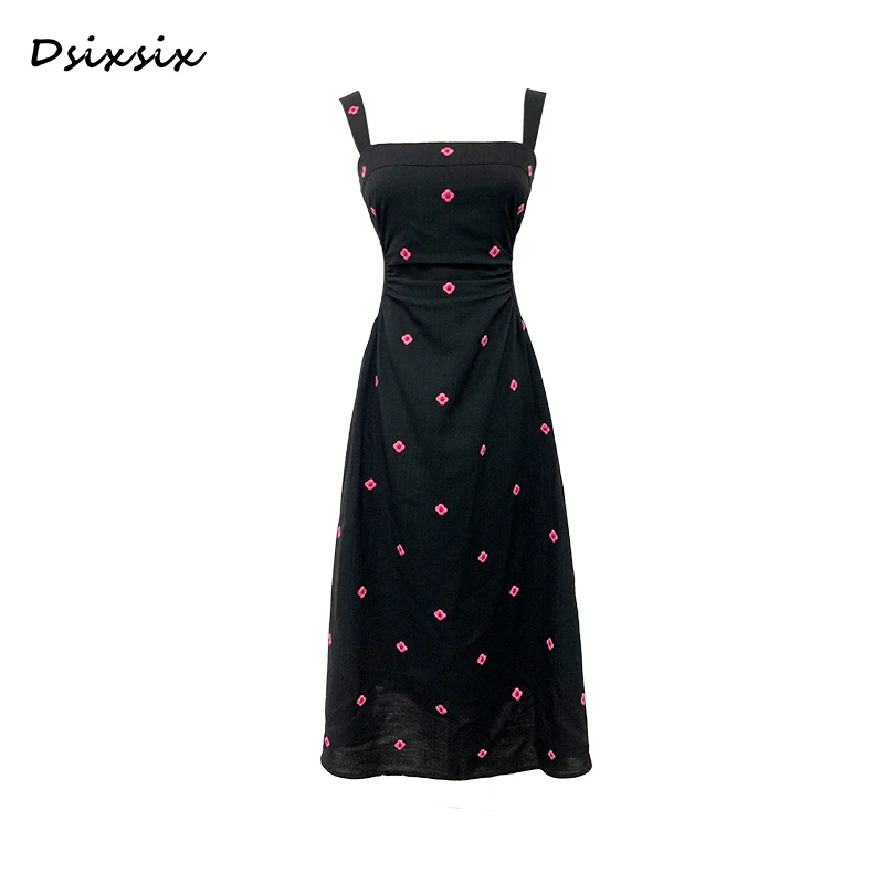 Yeah Me-【聆听花海】夏日法式优雅气质修身显瘦收腰花朵吊带连衣裙