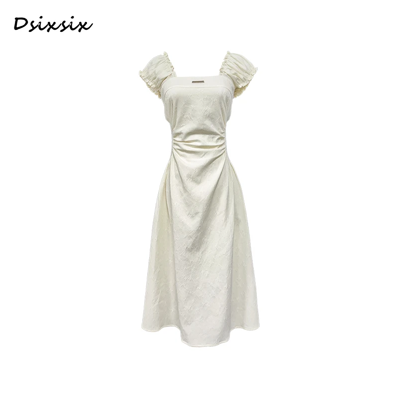 YeahMe-【夏日月光】夏季新款气质方领设计感小众连衣裙女装后妈裙