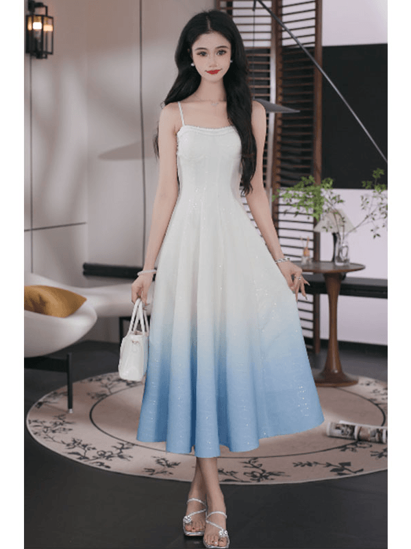 依漾Y-【海上明月】新款显瘦收腰设计感连衣裙-B6164K