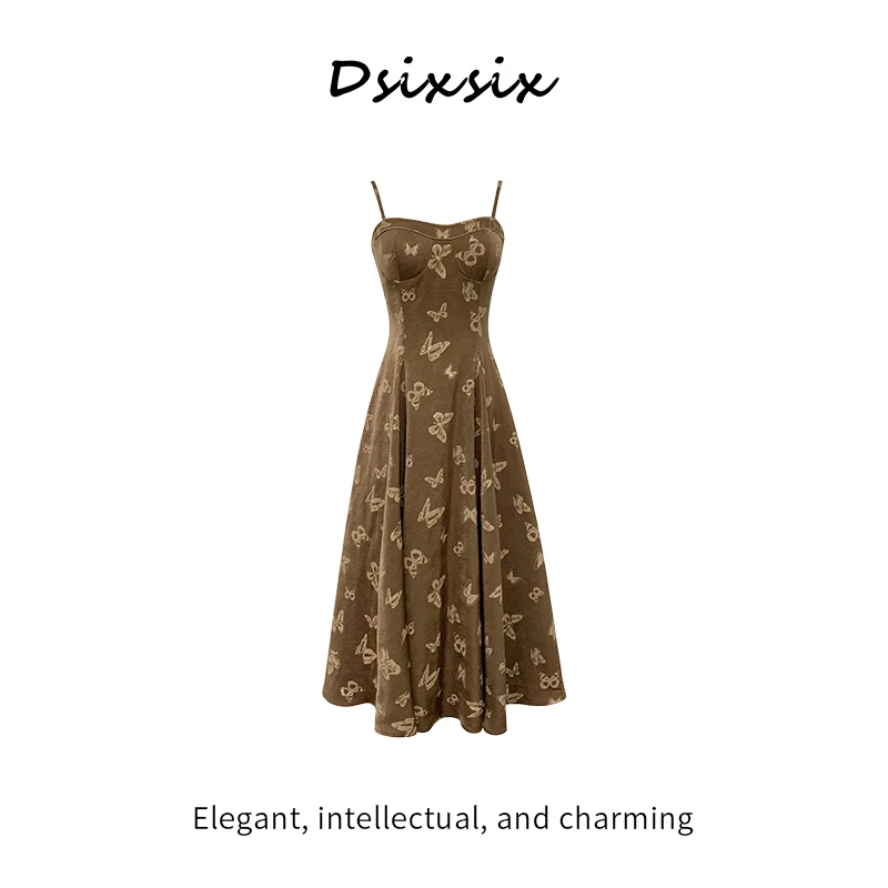 Yeah Me-【梧桐蝶影】原创设计时尚收腰显瘦连衣裙-B8809F