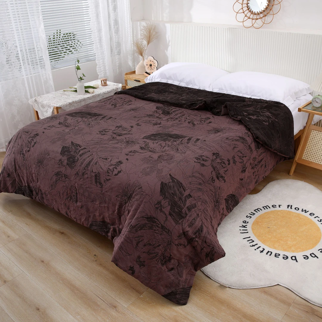 紫气东来【慕言-紫色四件套】中式中古风提花暮山紫双层纱亲肤床品