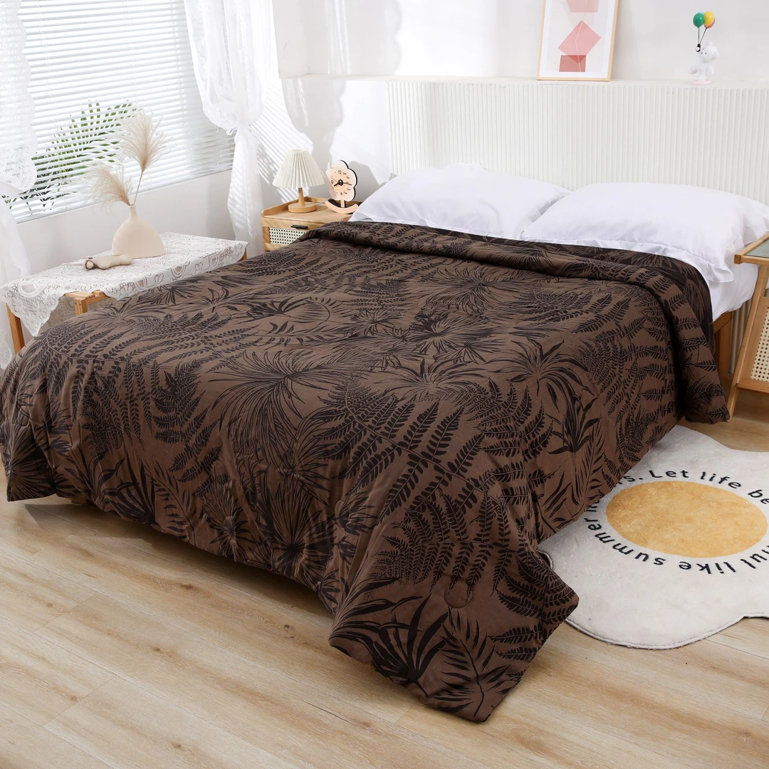 WY（温阳纺织）高端传统中国风美拉德咖纯色 椰树风情被芯