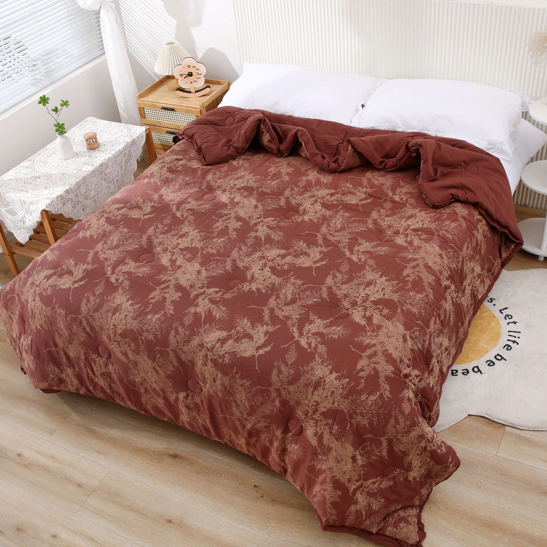 WY【从华金- 微瑕四件套】高档中古老钱风 枫叶安可拉红系列床品