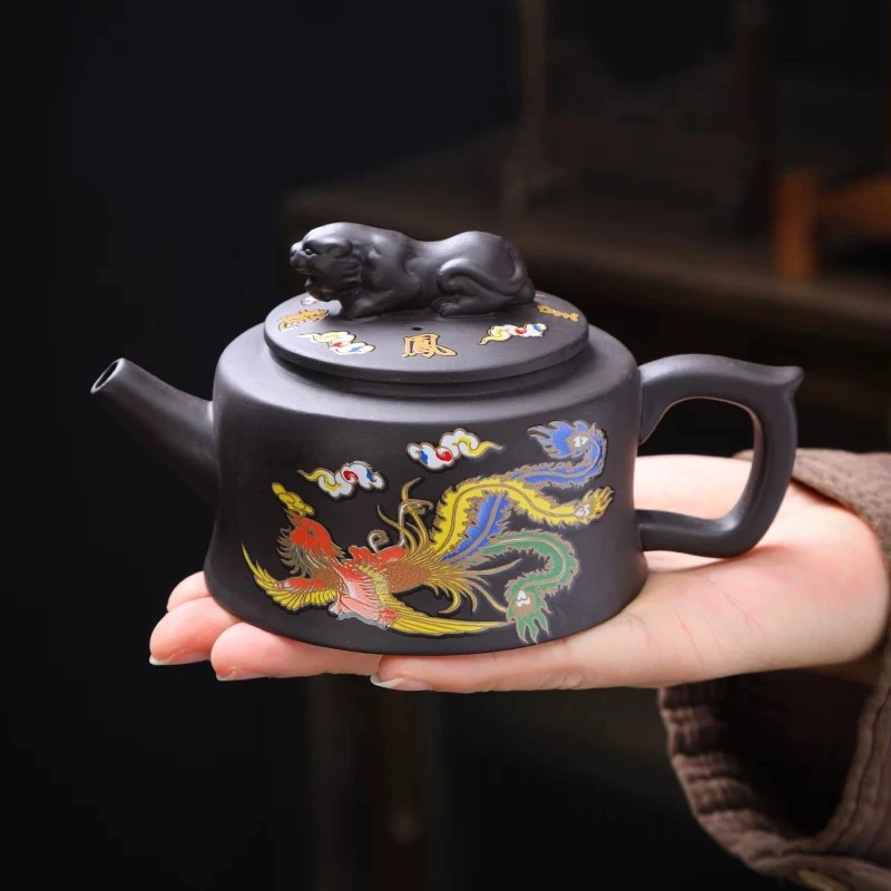 手工老紫泥卧虎藏龙凤鸣壶F1