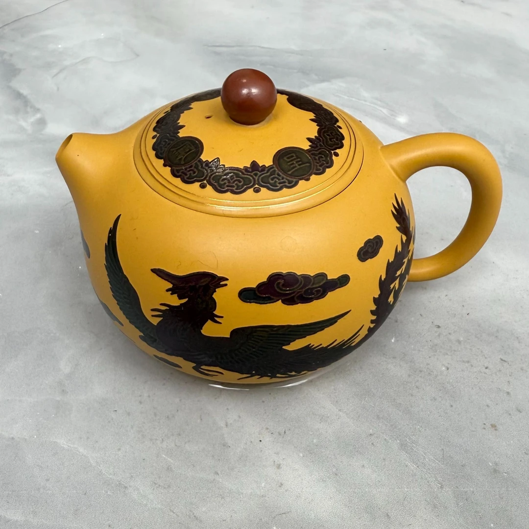 正宗黄段泥短嘴西施金丝走线工艺茶具W1