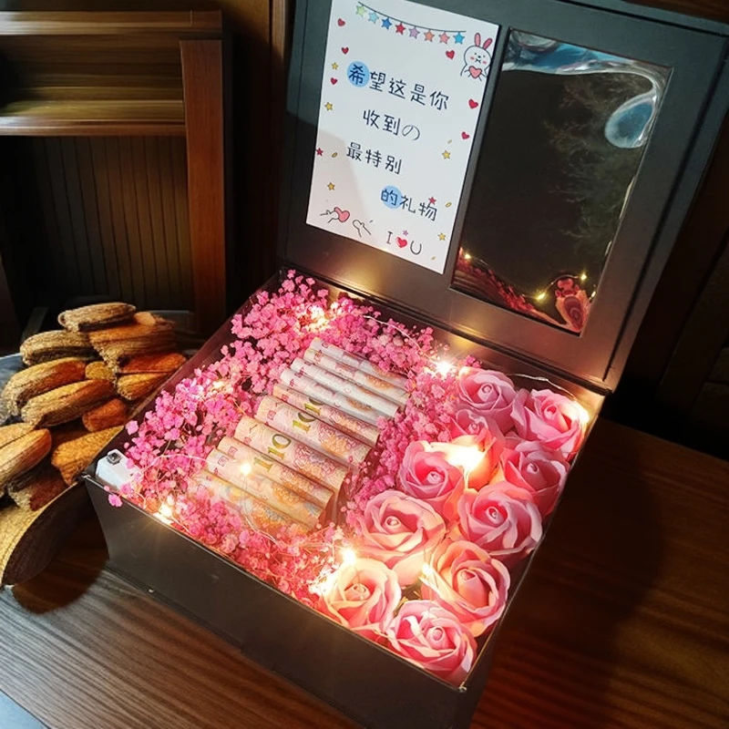 母亲节成品创意满天星花束礼盒diy材料包送男友情人节礼盒送男友