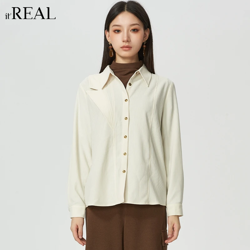 It'real瑞尔女装秋季新款休闲时尚气质百搭长袖衬衫1774103019