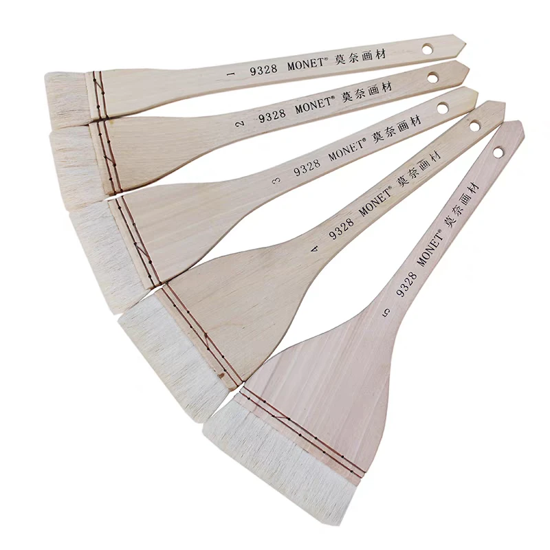 莫奈Monet 羊毛水粉画刷高底纹油画水彩底色软毛刷灰涂鸦加长厚宽