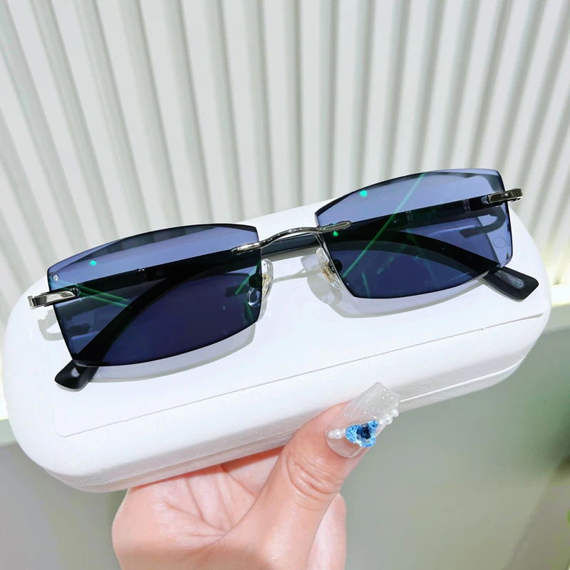 超轻无框变色眼近视眼镜男防蓝光护目小框平光散光多边形散光眼镜