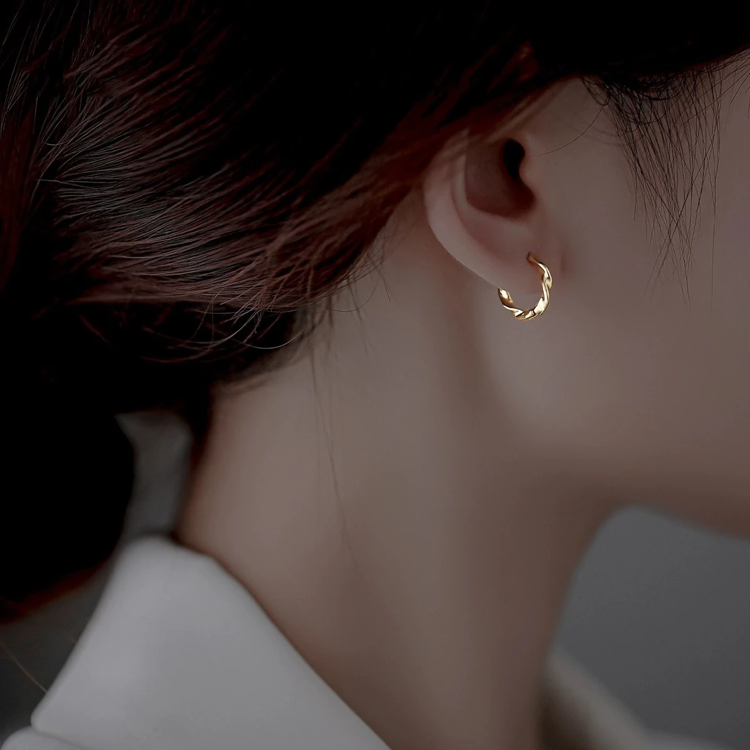 铜合金耳饰 耳环小众气质不规则耳钉小圆圈款个性冷淡风耳饰F1975