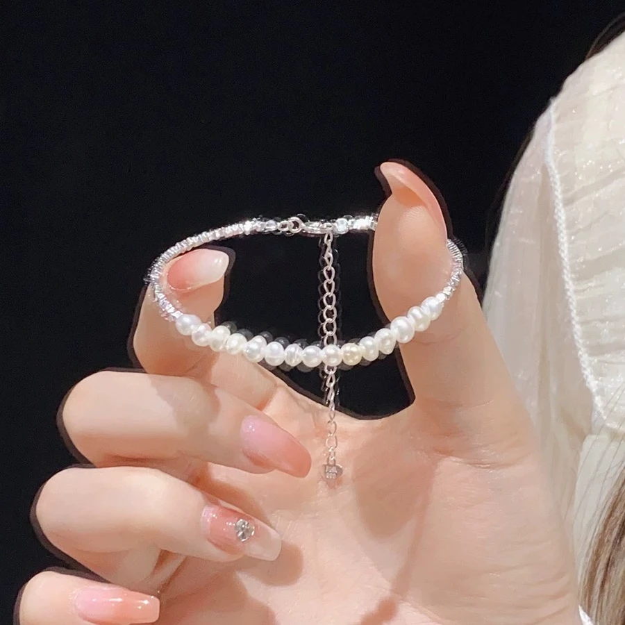 铜合金手链 碎银珠珠手链百搭精致手环时尚简约小众手饰F2727