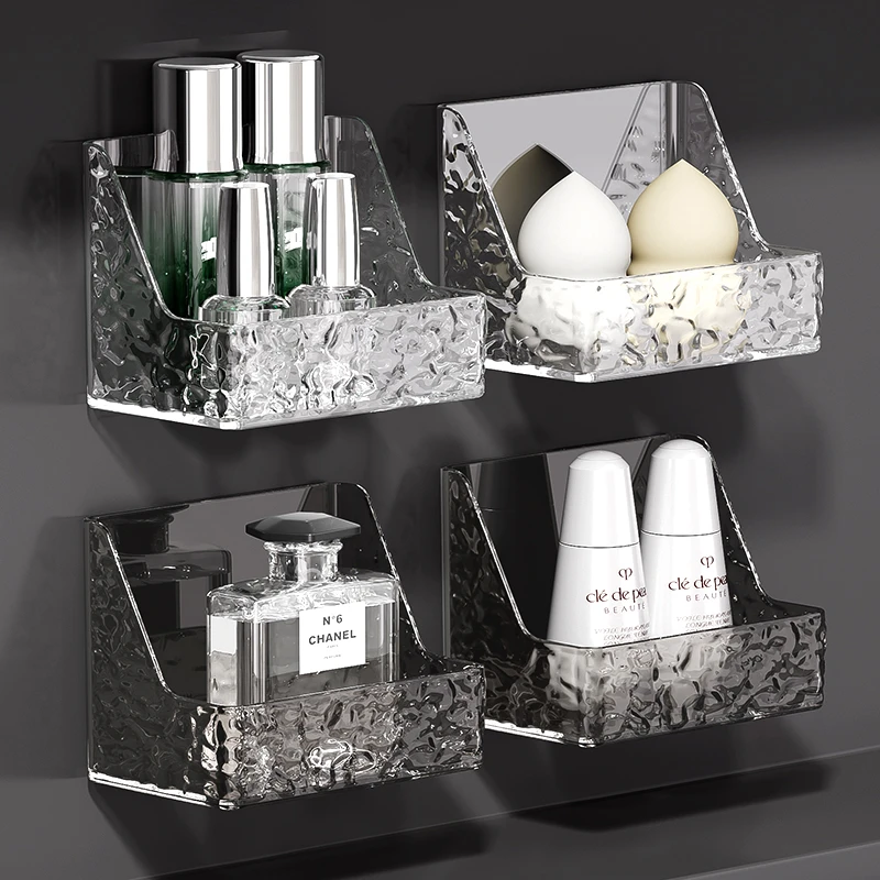 新款冰川纹镜柜收纳盒壁挂式免打孔家用卫生间洗漱台化妆品置物架