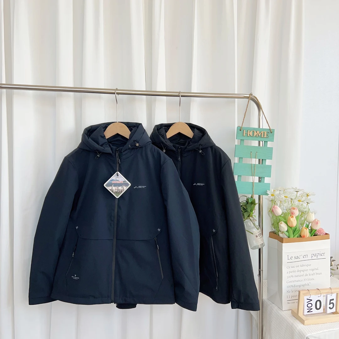 男士冬季含绵羊毛商务休闲加厚夹克 可拆帽