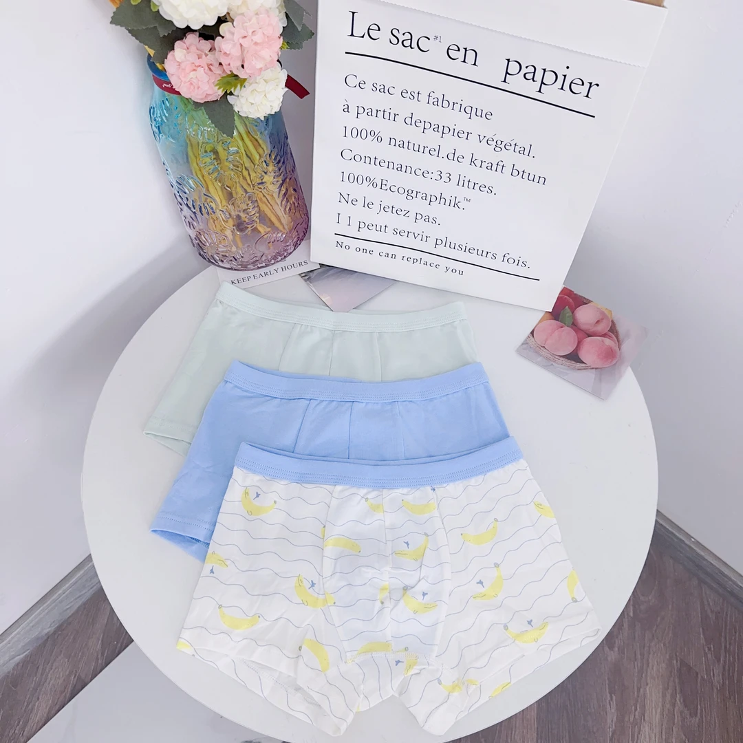 闭眼冲的款！抗J小蓝档男童软弹棉氨印花平角内裤  3条装 4047