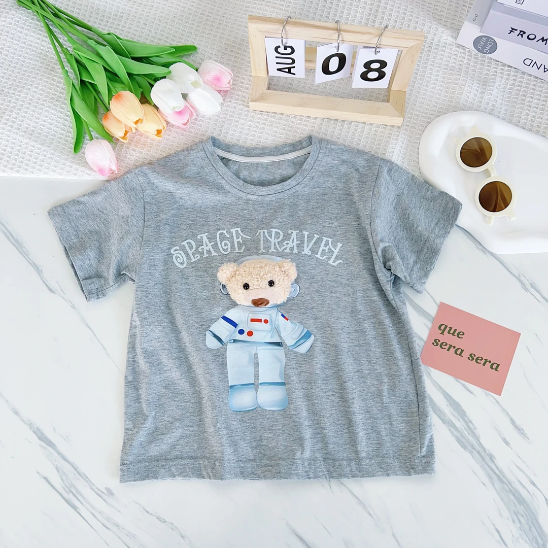 儿童夏季圆领可爱小熊立体短袖T恤1039