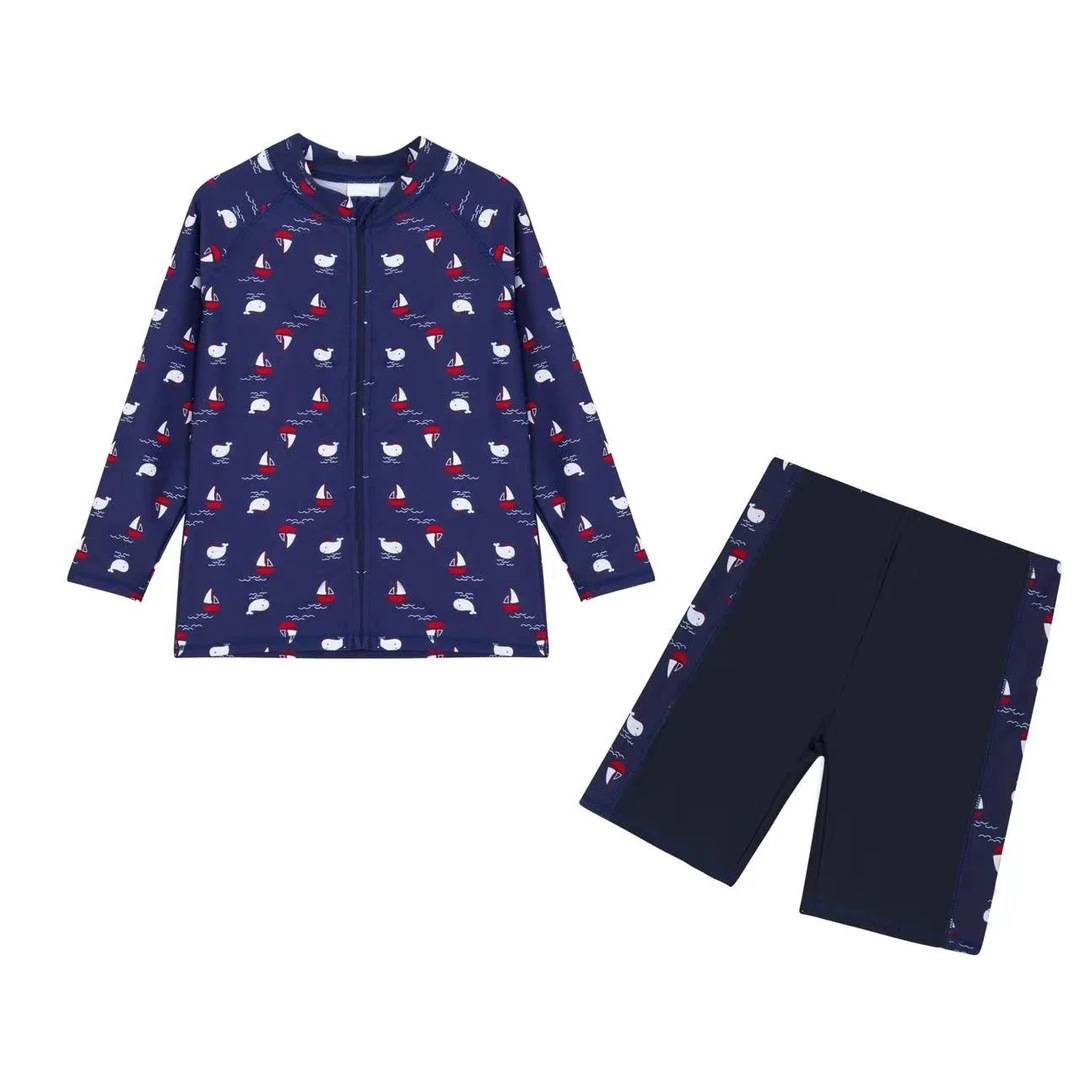 男童夏季防紫外线分体泳衣套装带拉链！5283