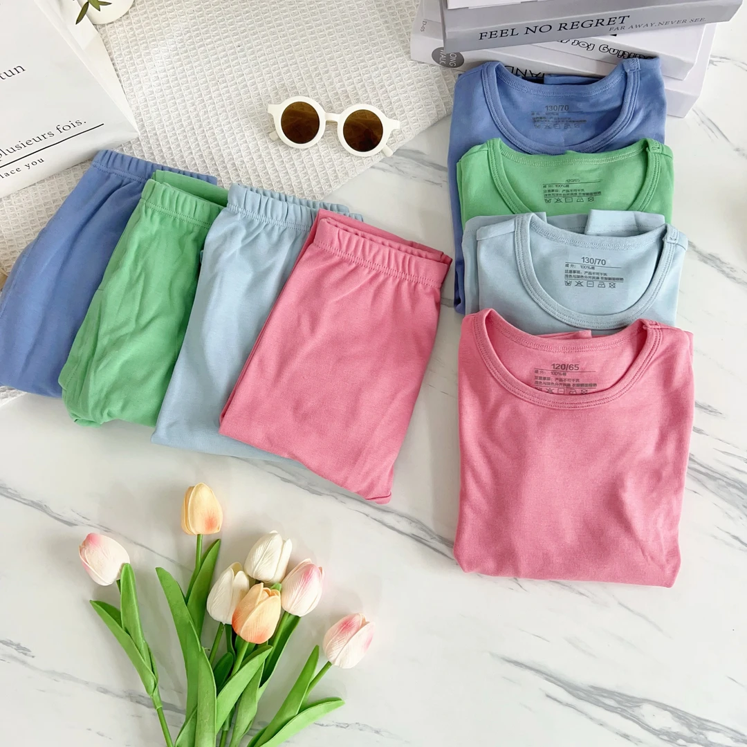 儿童春秋圆领纯棉长绒棉秋衣裤套装 10222