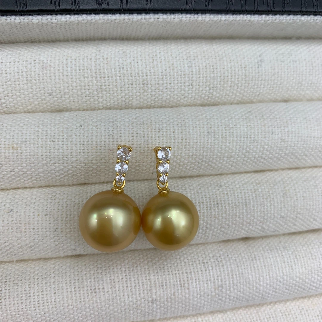 天然海水珍珠南洋金珠 气质个性百搭简单款金珠耳饰（多样性发一）