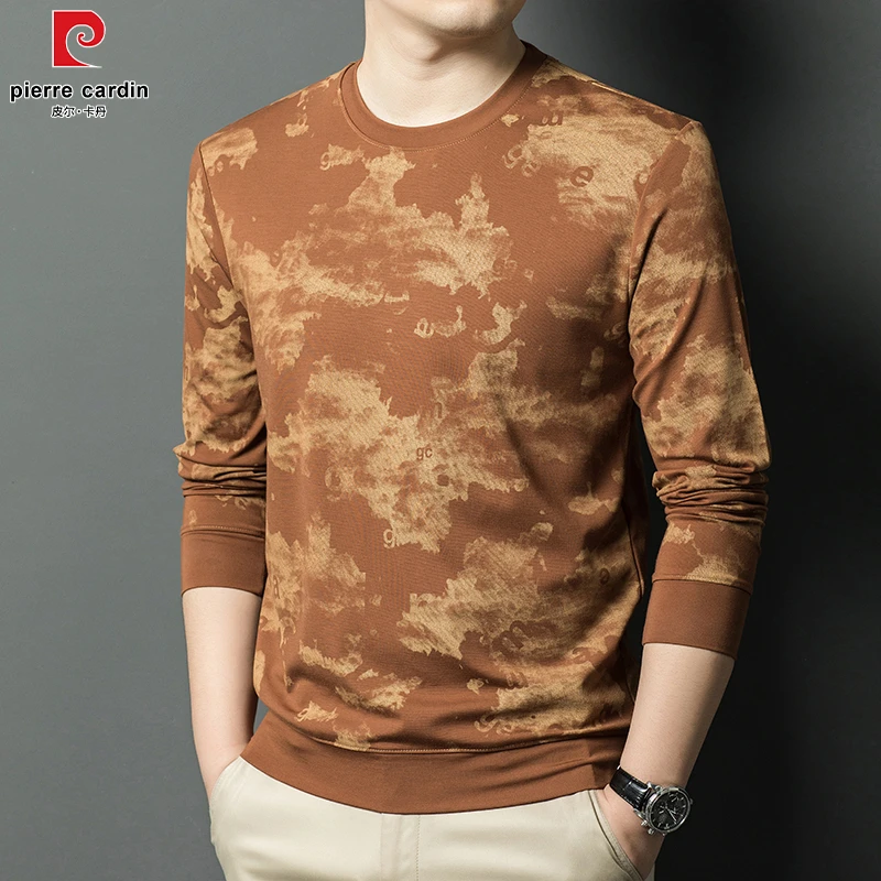 皮尔卡丹2025秋季新款全身印花卫衣男士休闲潮流百搭长袖T恤