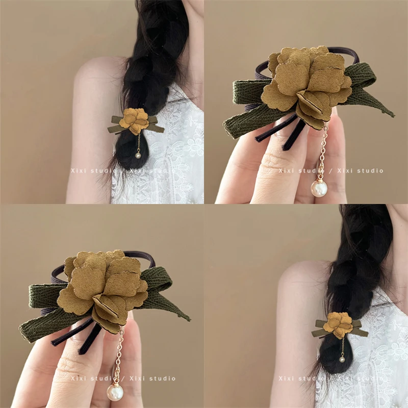 莫奈艺术生！珍珠流苏发圈！蝴蝶结花朵发绳超仙头绳女盘发器皮筋