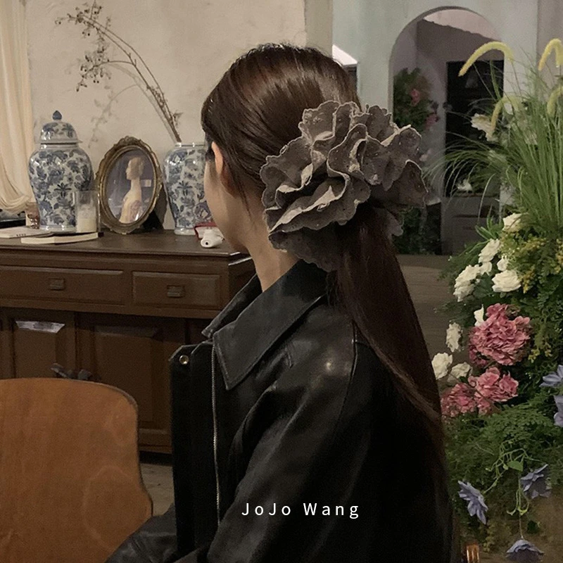 灰朵~超大只蕾丝肠圈高级感大肠发圈女发绳扎头发饰头绳韩国头饰