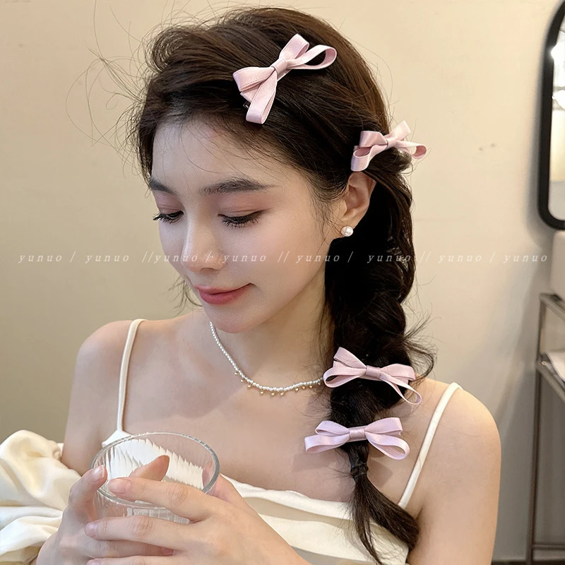春夏可爱蝴蝶结发夹边夹侧边2024新款前额碎发刘海夹鸭嘴夹子头饰