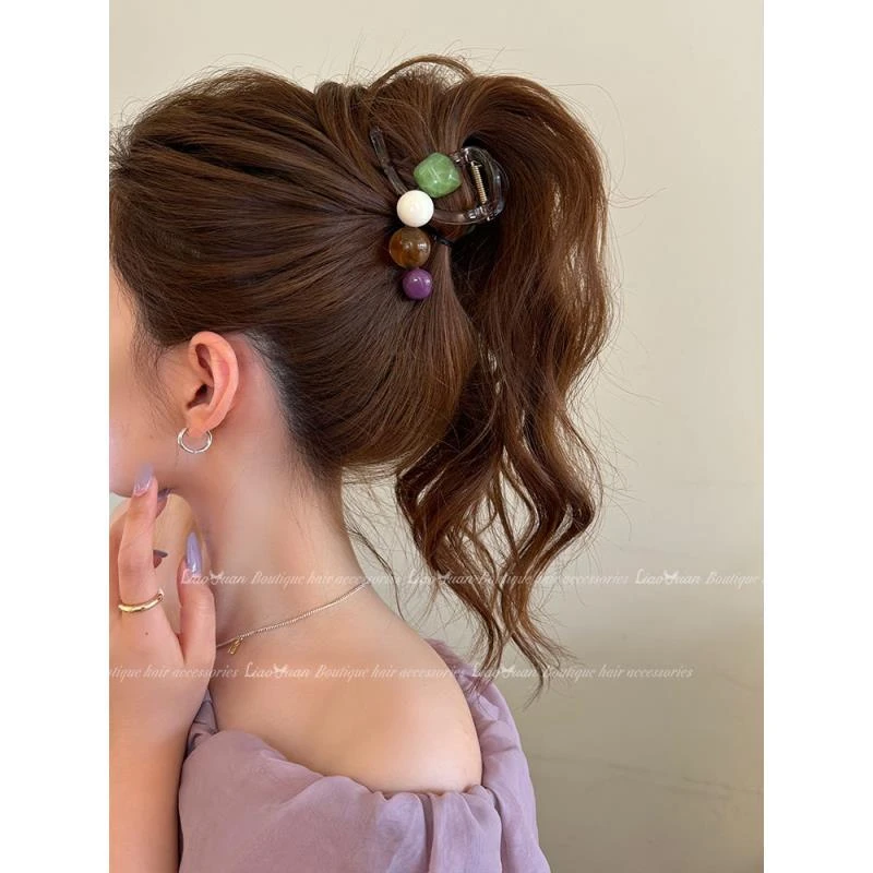 韩系简约抓夹女夏天2024新款亚克力发夹女后脑勺清新鲨鱼夹高级感