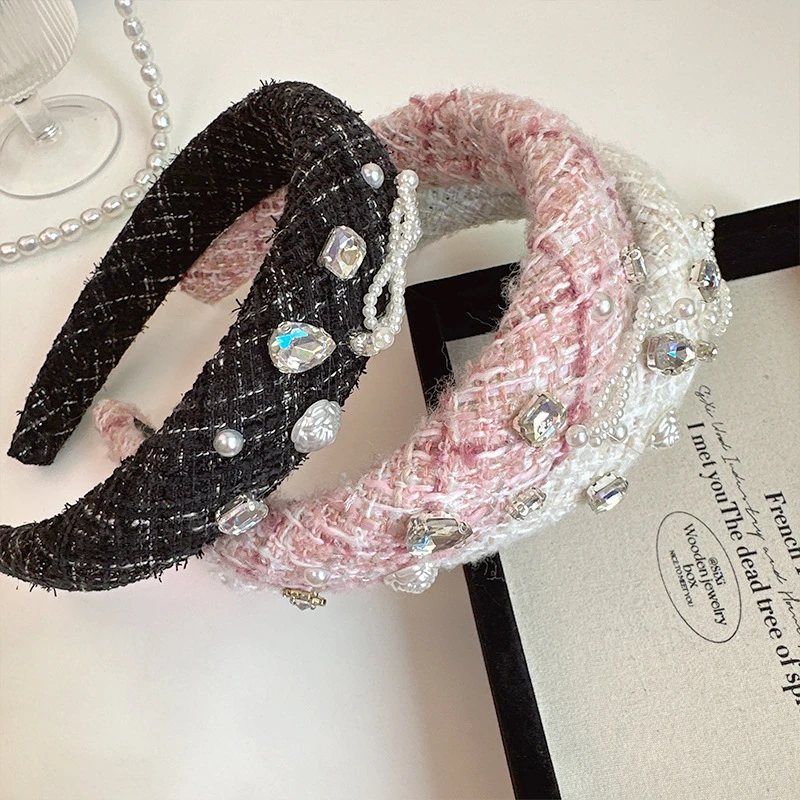 秋冬韩版小香风复古珍珠宽边发箍百搭外出洗脸压发头箍发卡头饰女