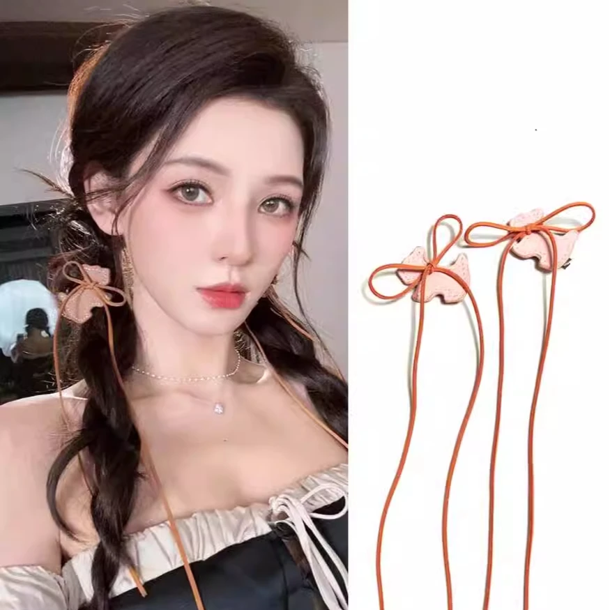 张予馨同款可爱小狗长蝴蝶发夹头饰双马尾发卡子元气少女明星发饰