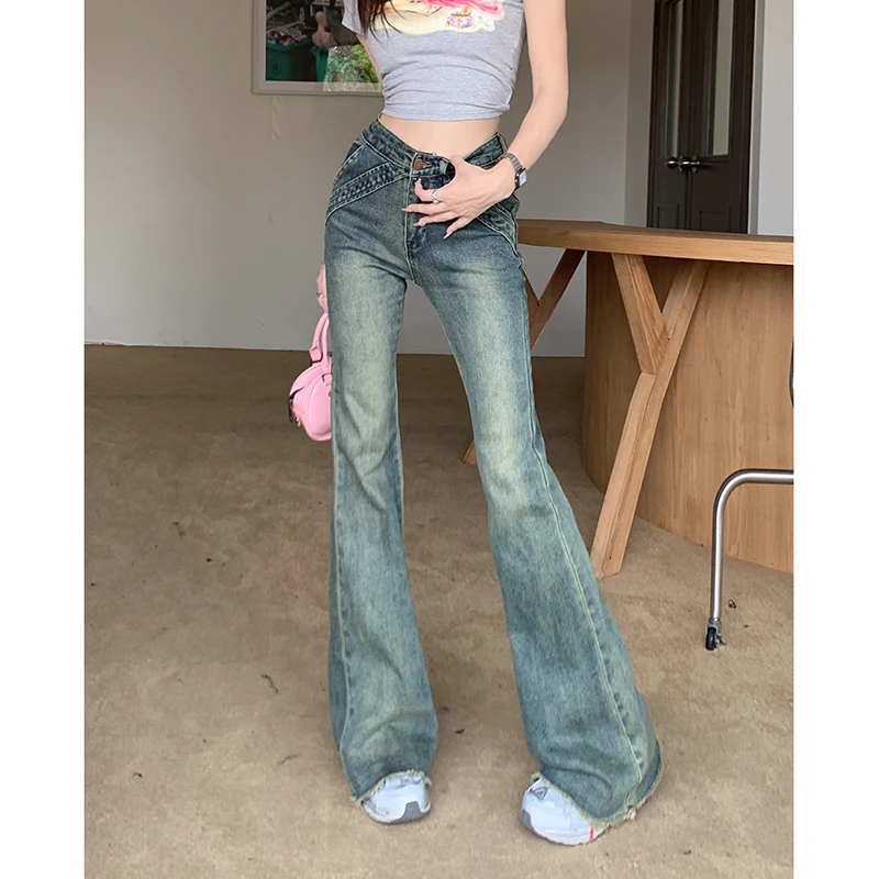 NORNLGGER微喇牛仔裤女新款显瘦穿搭修身喇叭长裤直筒裤裤子女装
