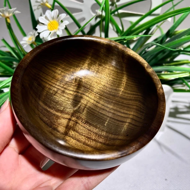金丝楠乌木碗小叶阴沉木整料掏空木质碗摆件收藏送礼