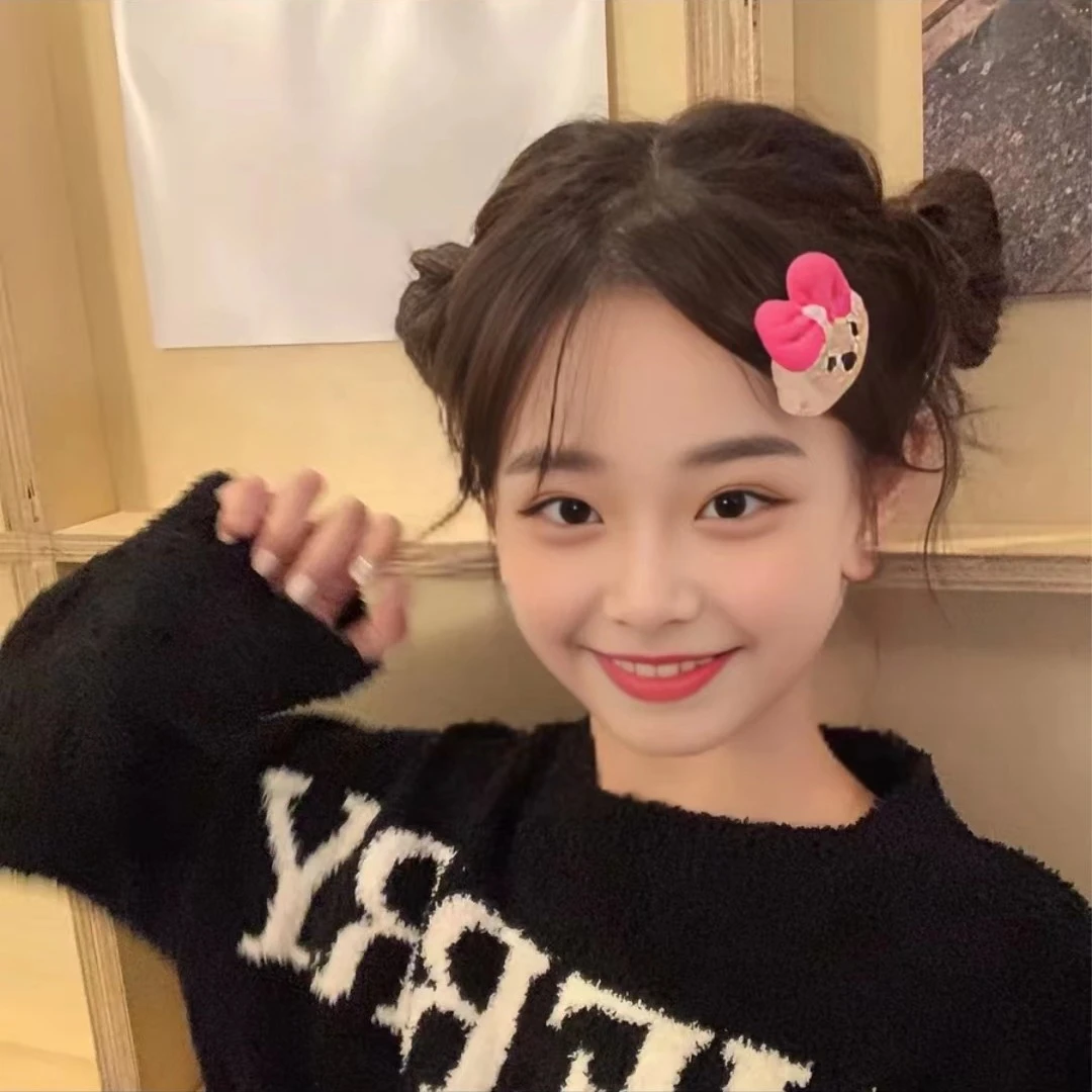 卷毛泰迪蝴蝶结可爱小狗边夹毛绒甜美刘海夹