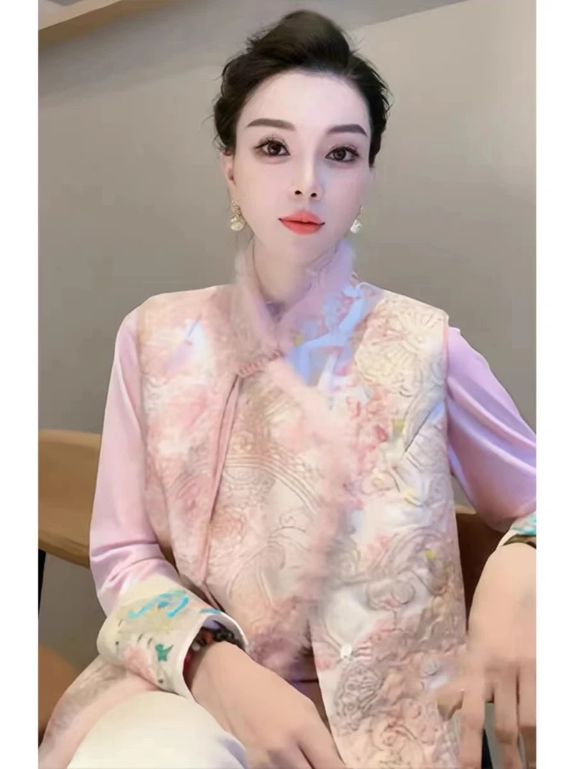 【流金岁月】秋冬新款新中式立领棉马甲时尚女气质复古加厚显瘦马甲