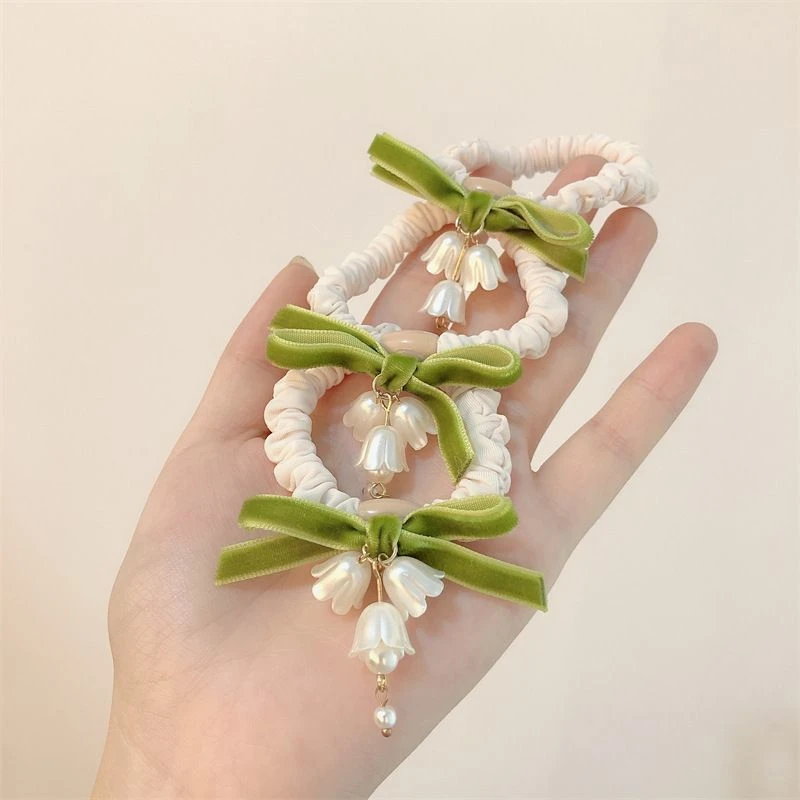 非金属布艺发饰 铃兰花发圈可爱花朵发绳气质扎头发百搭弹力头绳