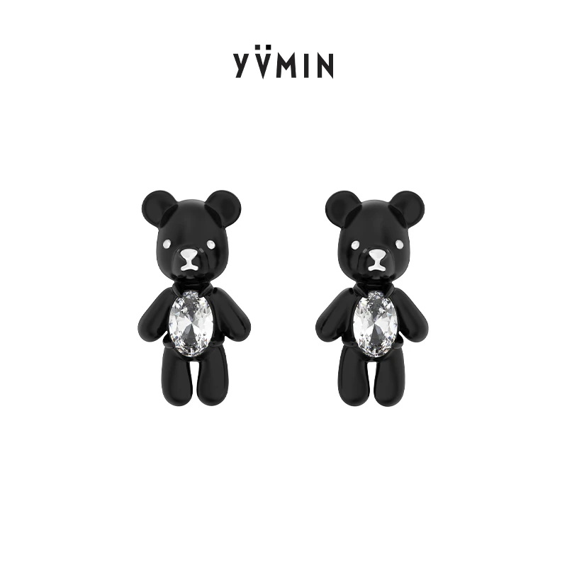 YVMIN/尤目 铜合金耳饰 乐园系列小熊珐琅镶石耳钉