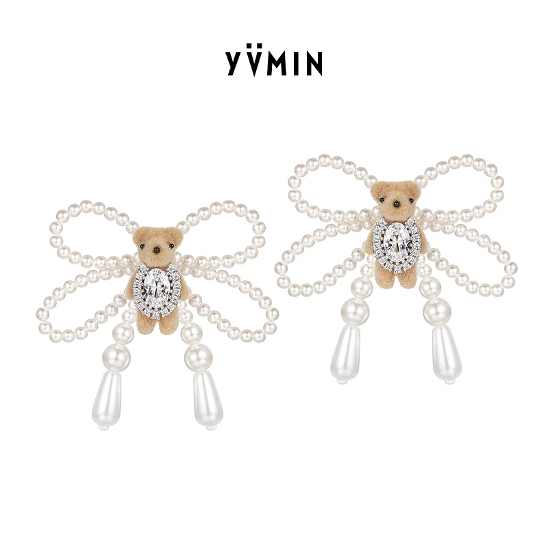 YVMIN/尤目 非金属合成锆石耳饰 迷你蝴蝶结小熊耳钉可爱甜美