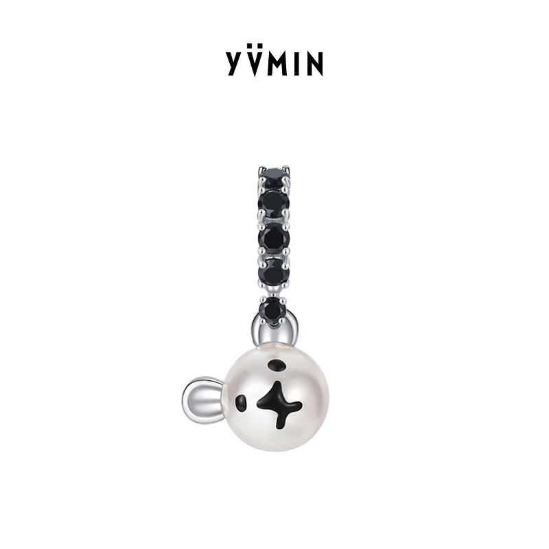 YVMIN/尤目 非金属仿珍珠耳饰 SHAMPOO系列 白色手绘珐琅纯银耳环