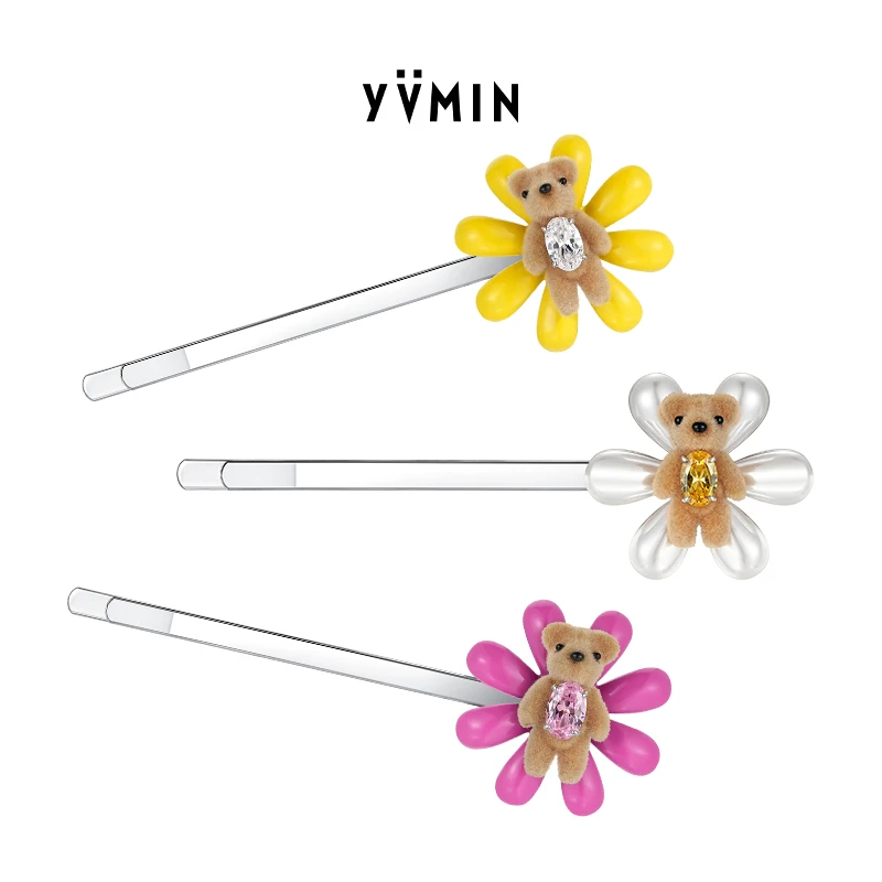 YVMIN/尤目乐园系列  植绒宝石小熊珐琅发夹