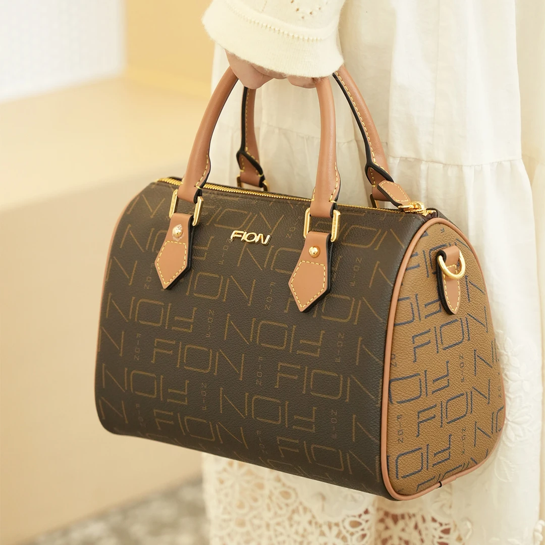 JDI菲安妮新印花波士顿包女士手提包链条单肩包斜挎包FAAFJGC112