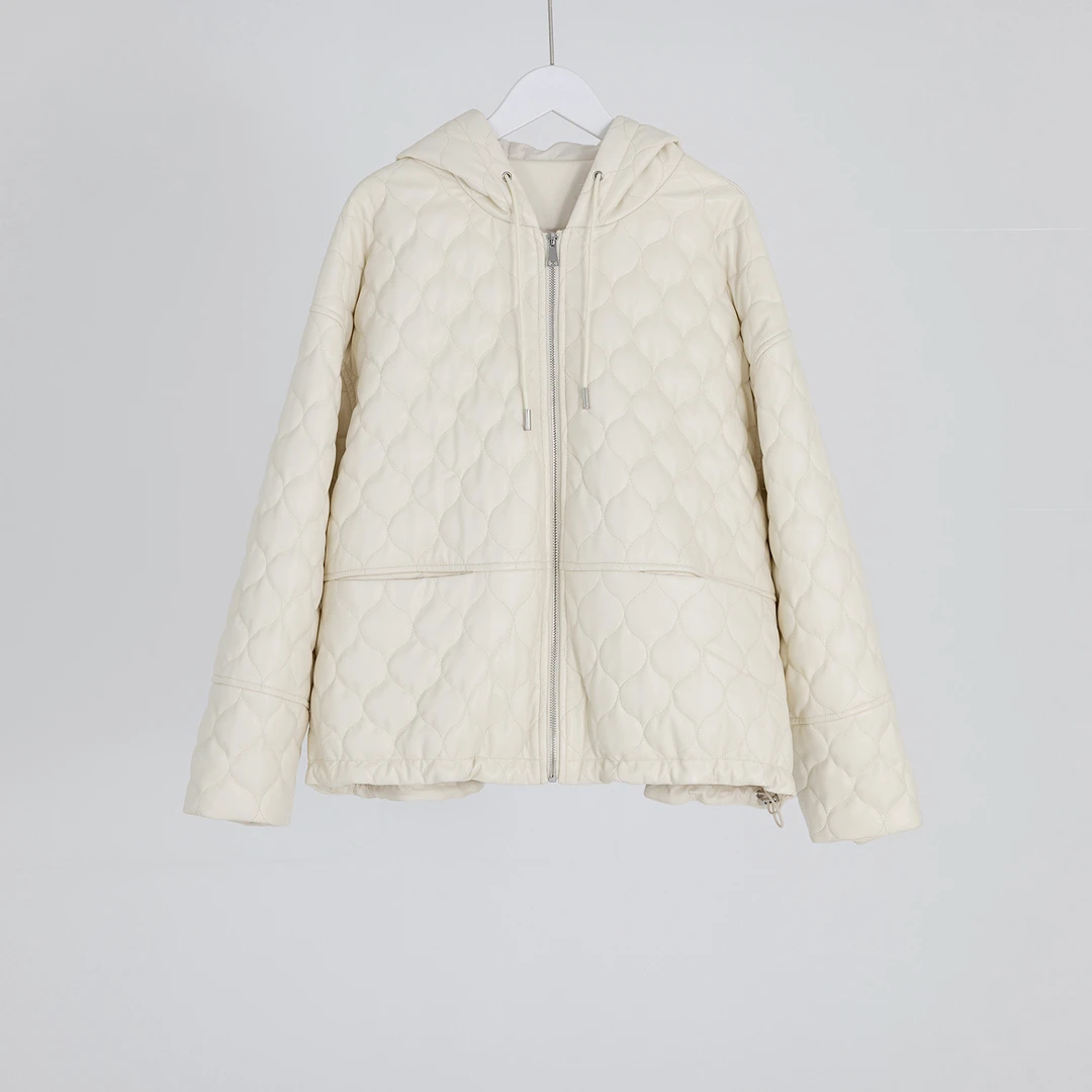 （几里）休闲纯色百搭连帽冬款外套 衣长61 胸围140 117704