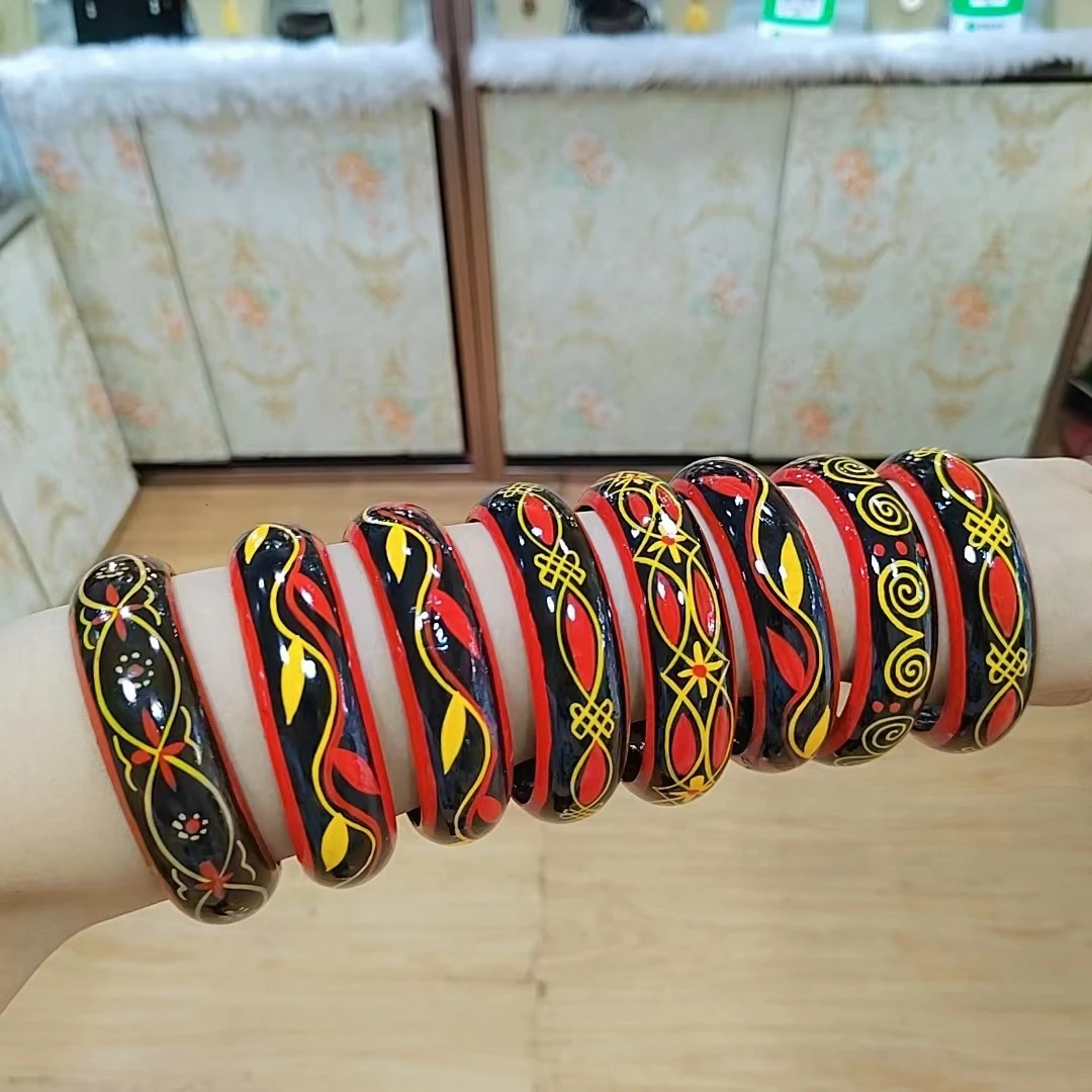 宽边实木手工漆器工艺品（随机一只装）