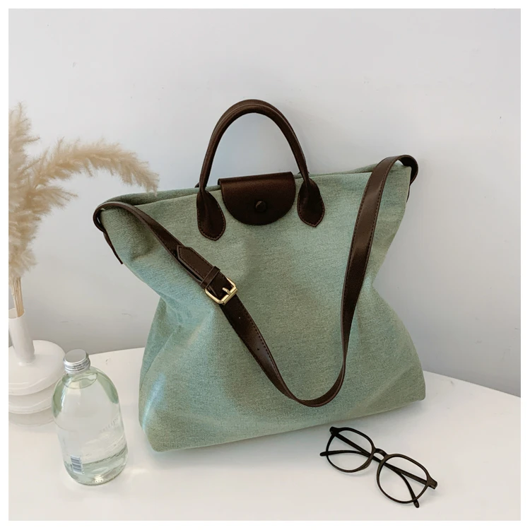 软面大容量包包女2024秋冬新款手提托特包复古洋气个性撞色斜挎包