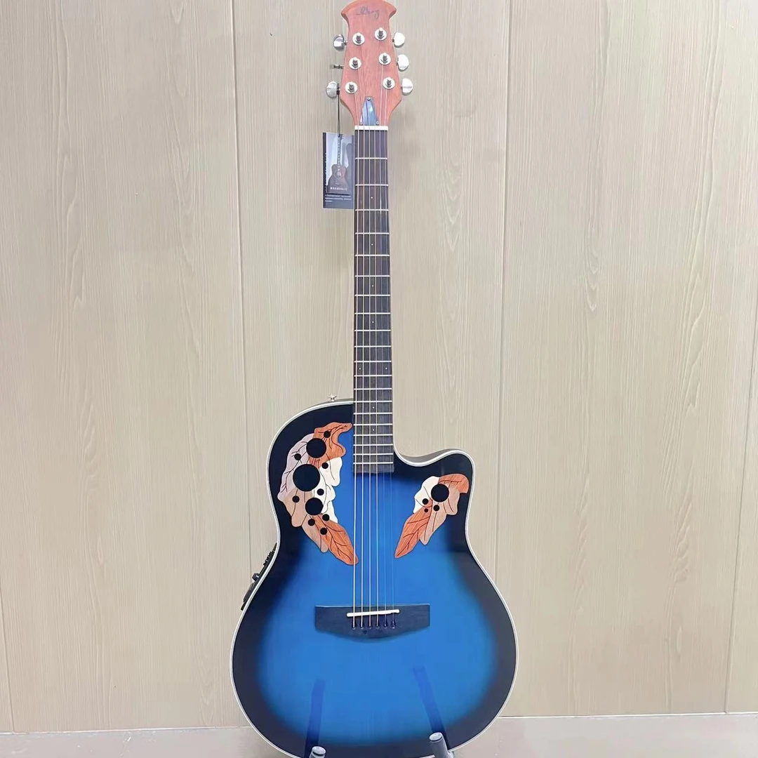 41寸圆贝电箱款吉他演奏级入门级初学者新手小白木电吉他黄色