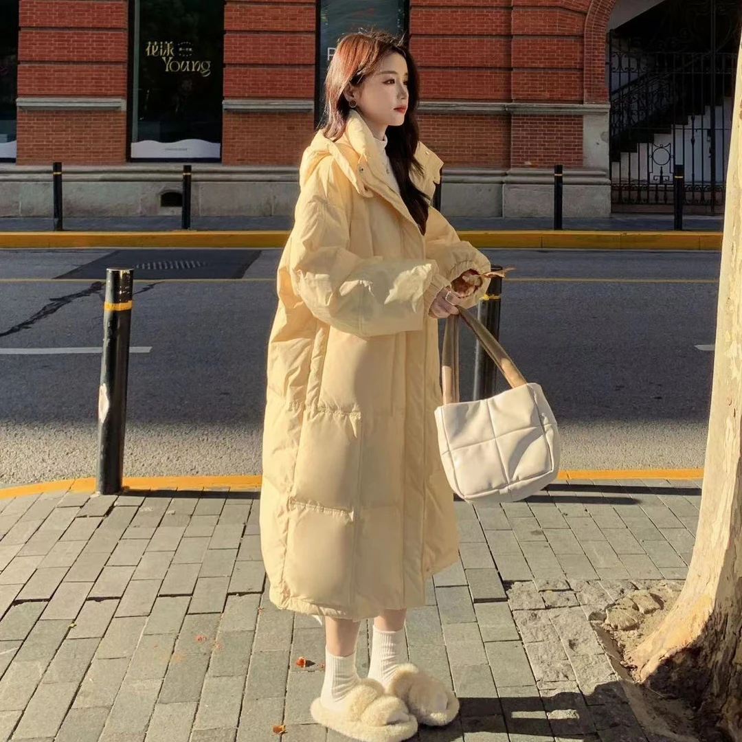 奶HUHU棉服小个子女中长款过膝面包服可拆卸帽子