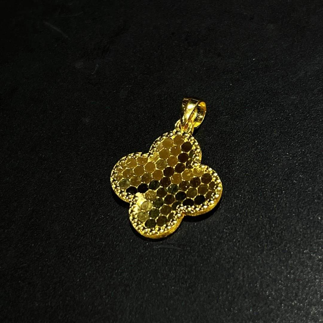 尚晶品珠宝足金999鱼鳞四叶草吊坠黄金时尚挂坠纯金5G工艺真金款