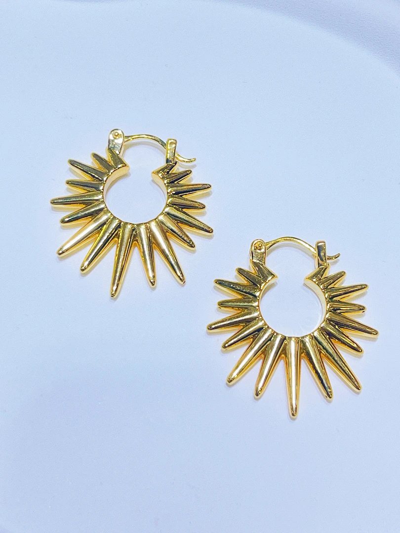 尚晶品珠宝足金999太阳神耳扣黄金时尚个性款耳饰纯金5D工艺真金