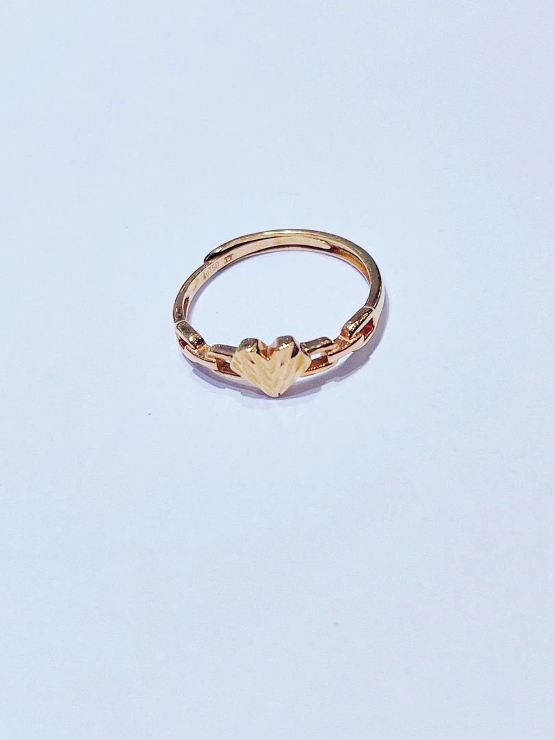 尚晶品珠宝18K金车花爱心活口可调节戒指K红玫瑰金色彩金款AU750