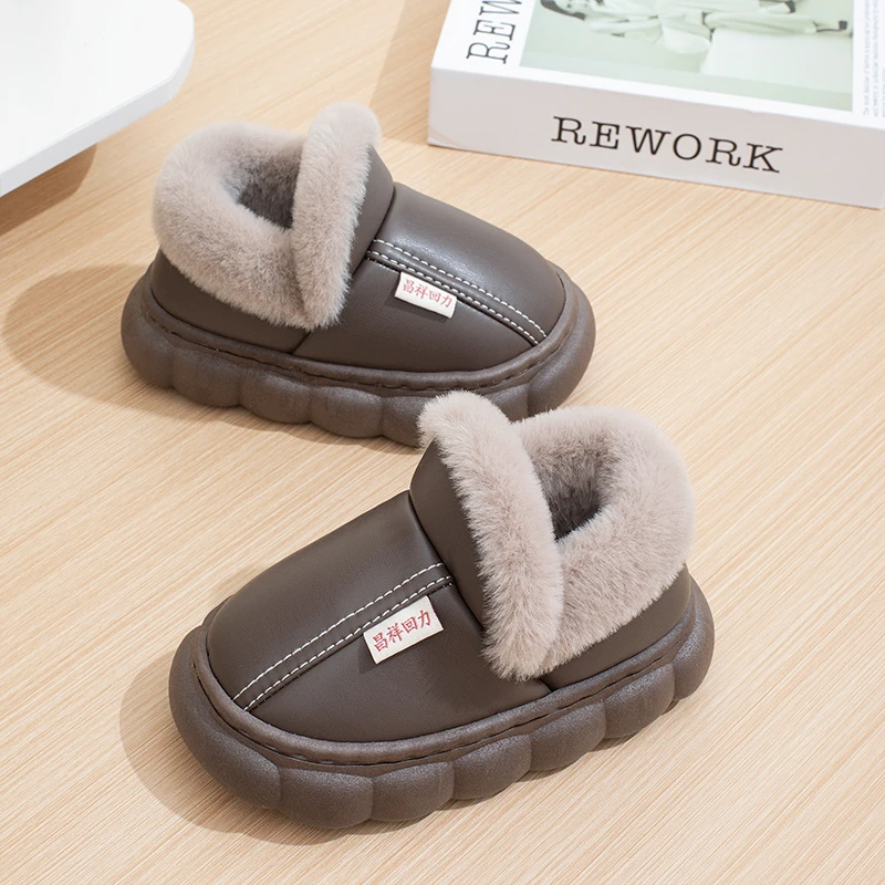 新款秋冬季棉拖鞋男女童踩屎感厚底防滑室内家居冬天加绒保暖棉拖