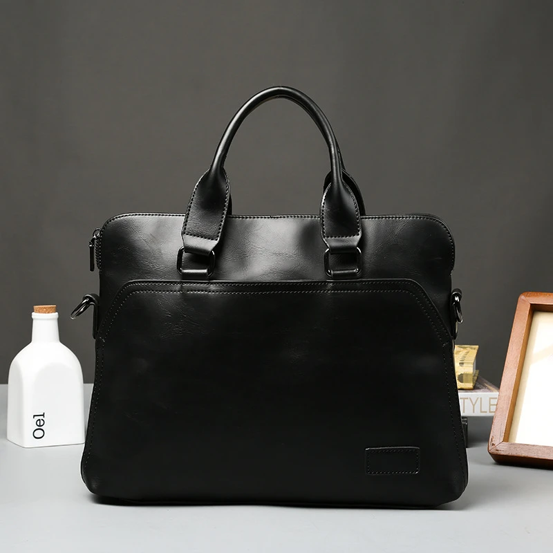 韩版商务休闲手提公文包 时尚潮流复古PU疯马单肩斜跨电脑文件包